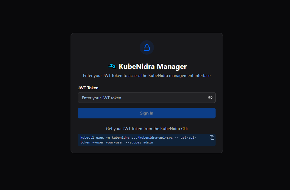 KubeNidra Login Page