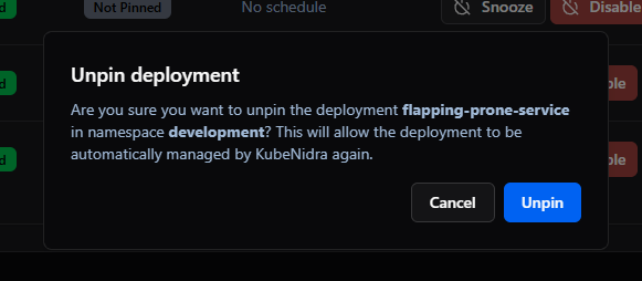 KubeNidra Unpin Workload